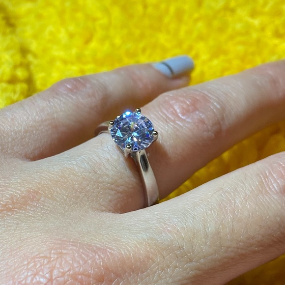 COPY - Stamped 18k gold solitaire cubic Zirconia promise wedding ring - Picture 4 of 6